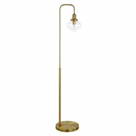 HENN & HART Zariza Brass Finish Arc Floor Lamp with Clear Glass Shade FL0959